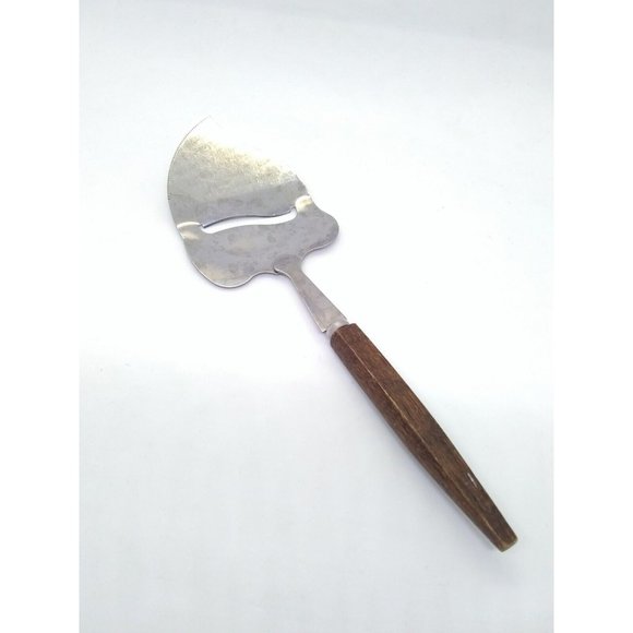 Vtg. Stainless steel Taiwan Cheese slicer Metal Cutter wooden handle Utensil - Picture 1 of 9